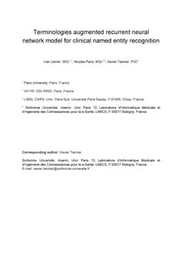 Terminologies augmented recurrent neural network model for clinical
  named entity recognition