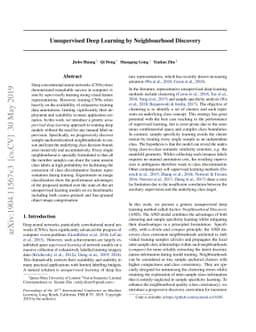 Unsupervised Deep Learning by Neighbourhood Discovery