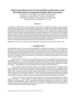 Small Target Detection for Search and Rescue Operations using
  Distributed Deep Learning and Synthetic Data Generation