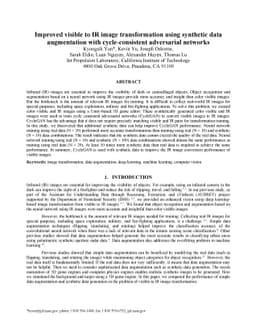Improved visible to IR image transformation using synthetic data
  augmentation with cycle-consistent adversarial networks