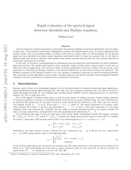 Rapid evaluation of the spectral signal detection threshold and
  Stieltjes transform
