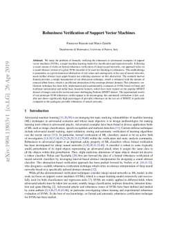 Robustness Verification of Support Vector Machines