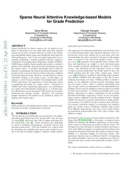 Sparse Neural Attentive Knowledge-based Models for Grade Prediction