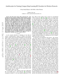 AutoEncoders for Training Compact Deep Learning RF Classifiers for
  Wireless Protocols