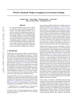 SWALP : Stochastic Weight Averaging in Low-Precision Training
