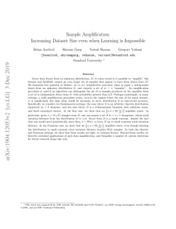 Sample Amplification: Increasing Dataset Size even when Learning is
  Impossible