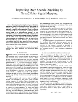 Improving Deep Speech Denoising by Noisy2Noisy Signal Mapping
