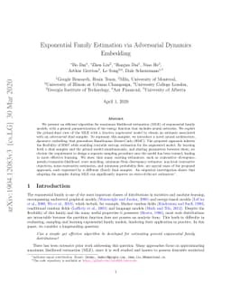 Exponential Family Estimation via Adversarial Dynamics Embedding