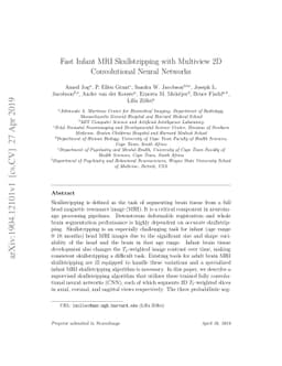 Fast Infant MRI Skullstripping with Multiview 2D Convolutional Neural
  Networks