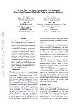 Several Experiments on Investigating Pretraining and Knowledge-Enhanced
  Models for Natural Language Inference