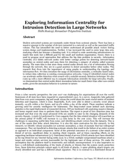 Exploring Information Centrality for Intrusion Detection in Large
  Networks