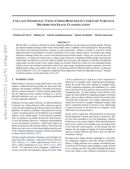 Collage Inference: Using Coded Redundancy for Low Variance Distributed
  Image Classification