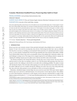 Cumulus: Blockchain-Enabled Privacy Preserving Data Audit in Cloud