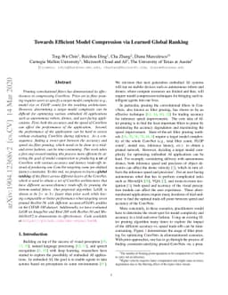 Towards Efficient Model Compression via Learned Global Ranking