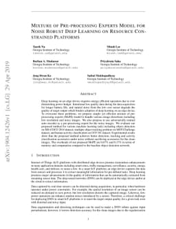 Mixture of Pre-processing Experts Model for Noise Robust Deep Learning
  on Resource Constrained Platforms
