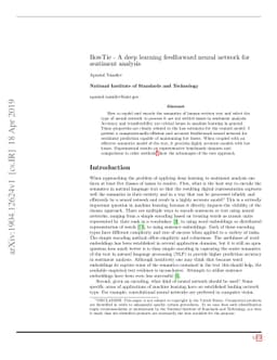 BowTie - A deep learning feedforward neural network for sentiment
  analysis