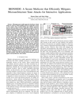 IRONHIDE: A Secure Multicore that Efficiently Mitigates
  Microarchitecture State Attacks for Interactive Applications