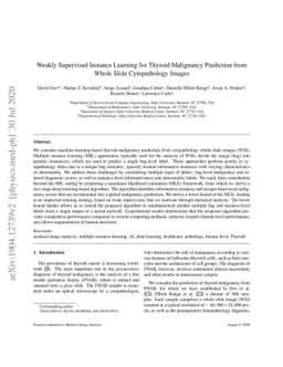 Weakly Supervised Instance Learning for Thyroid Malignancy Prediction
  from Whole Slide Cytopathology Images