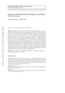 A Review of Modularization Techniques in Artificial Neural Networks