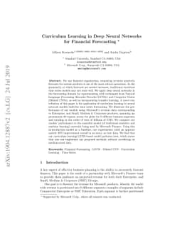 Curriculum Learning in Deep Neural Networks for Financial Forecasting