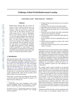 Challenges of Real-World Reinforcement Learning