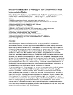 Unsupervised Extraction of Phenotypes from Cancer Clinical Notes for
  Association Studies