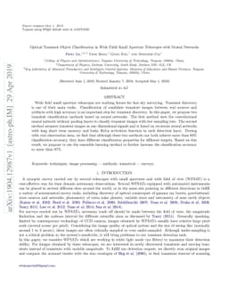 Optical Transient Object Classification in Wide Field Small Aperture
  Telescopes with Neural Networks