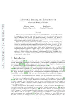 Adversarial Training and Robustness for Multiple Perturbations
