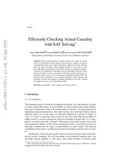 Efficiently Checking Actual Causality with SAT Solving