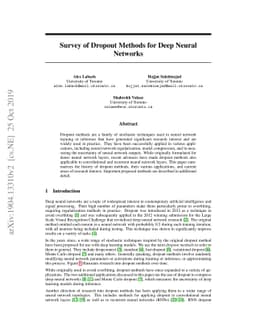 Survey of Dropout Methods for Deep Neural Networks