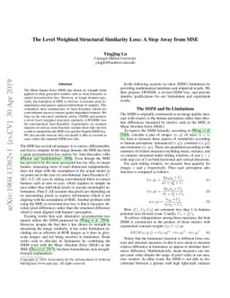 The Level Weighted Structural Similarity Loss: A Step Away from the MSE