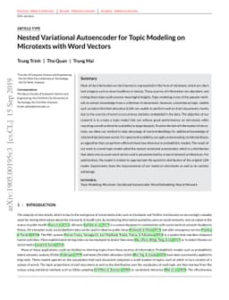 Nested Variational Autoencoder for Topic Modeling on Microtexts with
  Word Vectors