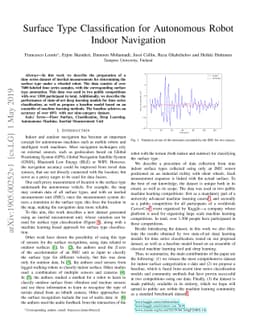 Surface Type Classification for Autonomous Robot Indoor Navigation