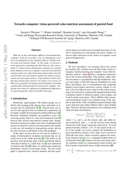 Towards computer vision powered color-nutrient assessment of pureed food
