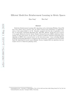 Efficient Model-free Reinforcement Learning in Metric Spaces