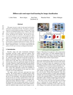 Billion-scale semi-supervised learning for image classification