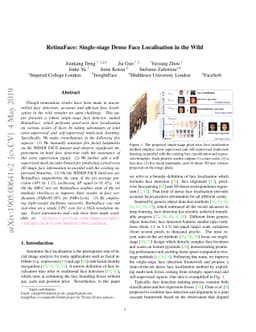 RetinaFace: Single-stage Dense Face Localisation in the Wild
