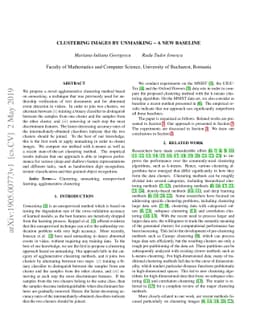 Clustering Images by Unmasking - A New Baseline