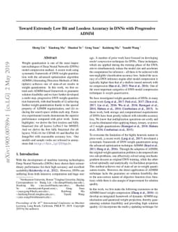 Toward Extremely Low Bit and Lossless Accuracy in DNNs with Progressive
  ADMM