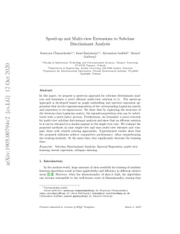 Speed-up and multi-view extensions to Subclass Discriminant Analysis