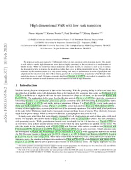 High dimensional VAR with low rank transition