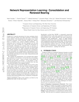 Network Representation Learning: Consolidation and Renewed Bearing