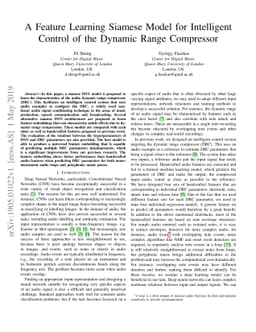 A Feature Learning Siamese Model for Intelligent Control of the Dynamic
  Range Compressor