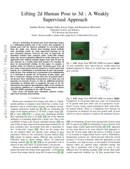 Lifting 2d Human Pose to 3d : A Weakly Supervised Approach