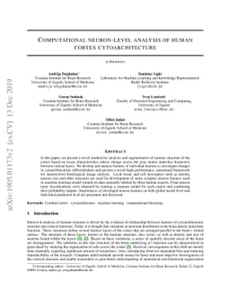 Computational analysis of laminar structure of the human cortex based on
  local neuron features