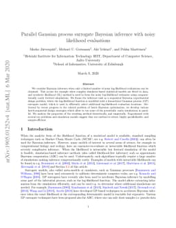 Parallel Gaussian process surrogate Bayesian inference with noisy
  likelihood evaluations