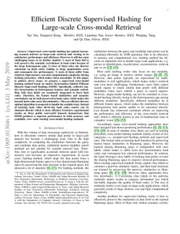 Efficient Discrete Supervised Hashing for Large-scale Cross-modal
  Retrieval