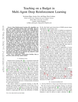 Teaching on a Budget in Multi-Agent Deep Reinforcement Learning