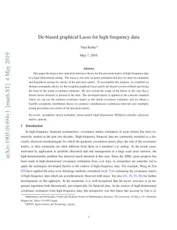 De-biased graphical Lasso for high-frequency data