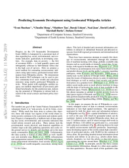 Predicting Economic Development using Geolocated Wikipedia Articles